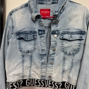 Guess Blue Cropped Denim Jacket